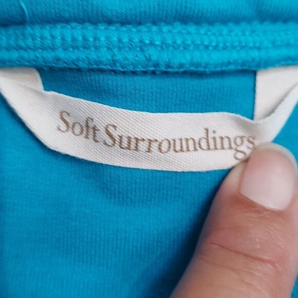Soft Surroundings Turquoise Drawstring Sweatshirt Sz L - Picture 5 of 7